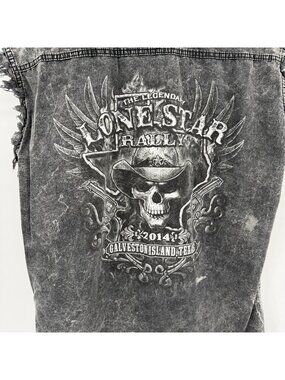 Vance Biker Wear Lone Star Rally 2014 distressed cut off shirt size XL acid wash